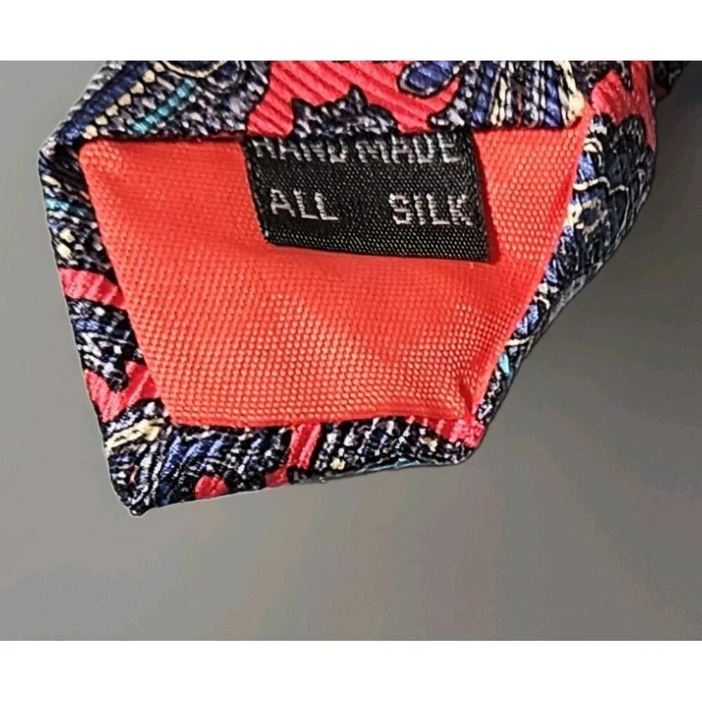 Vintage Nate's Vermont All Silk Paisley Tie Red Blue Men's Necktie